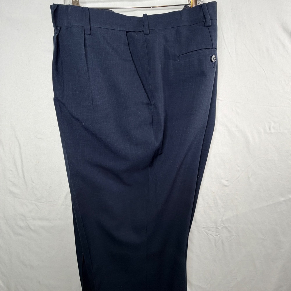 Van Heusen Studio Dress Pants 50x29 Navy Blue Pleated Cuffed Trousers 50B7338
